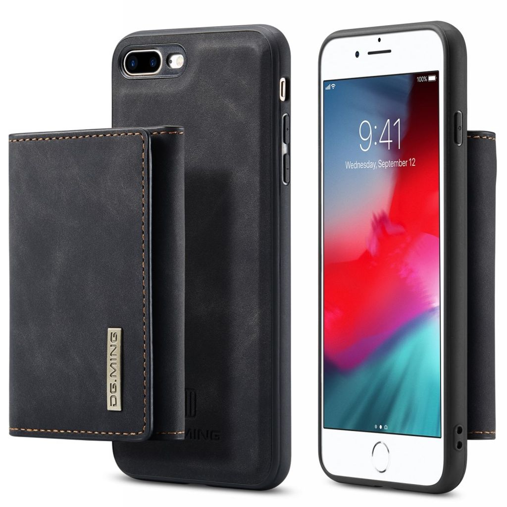 DG.MING iPhone 7 Plus / 8 Plus skal with Wallet – svart