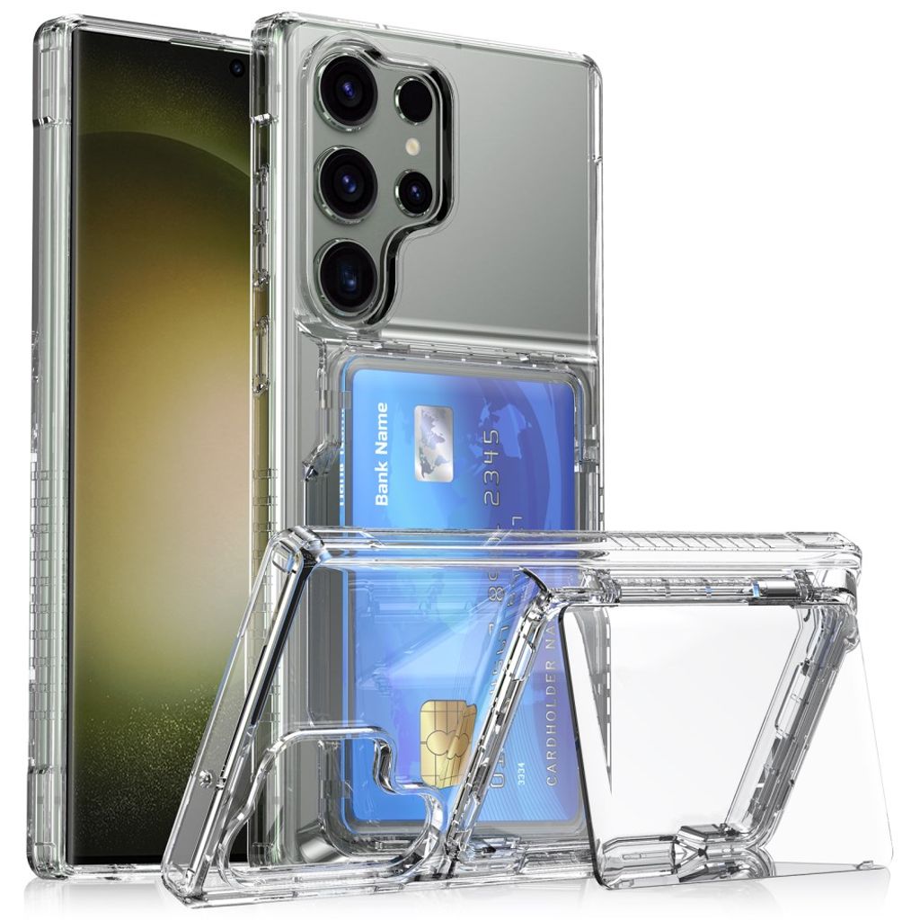 Samsung Galaxy S25 Ultra skal with kortfack and stativ – Transparent