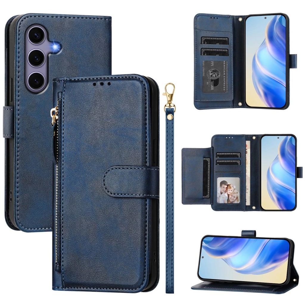 Samsung Galaxy S25 plånboksfodral with Hand grip – blå