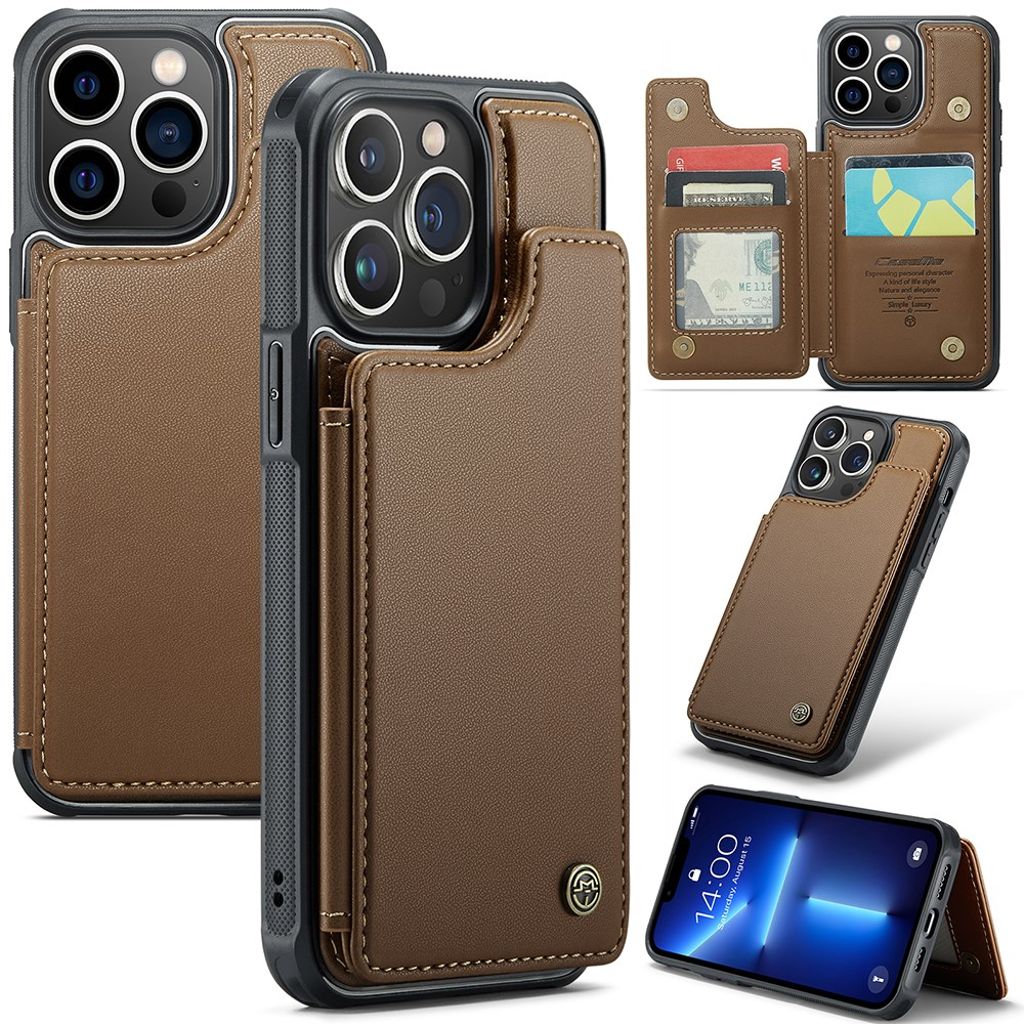 CASEME C22 plånboksfodral iPhone 13 Pro RFID Blocking – brun
