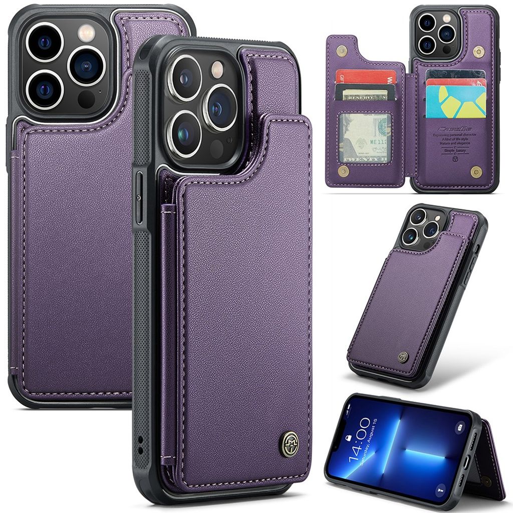 IPhone 13 Pro Max CASEME C22 plånboksfodral RFID Blocking – lila
