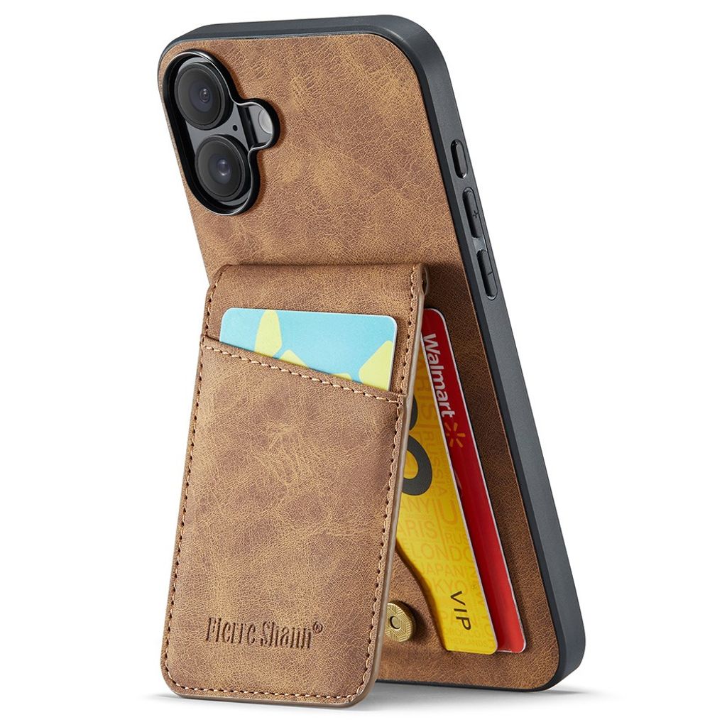 FIERRE SHANN iPhone 16 skal with stativ – brun