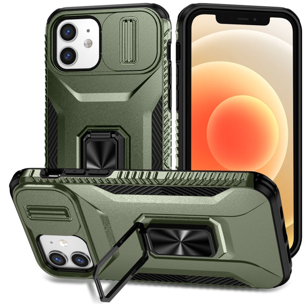 IPhone 12 / 12 Pro skal with stativ – grön