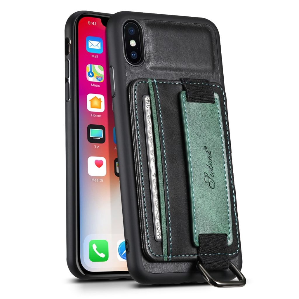 SUTENI H13 Hand Strap Card Holder skal for iPhone XS Max – svart