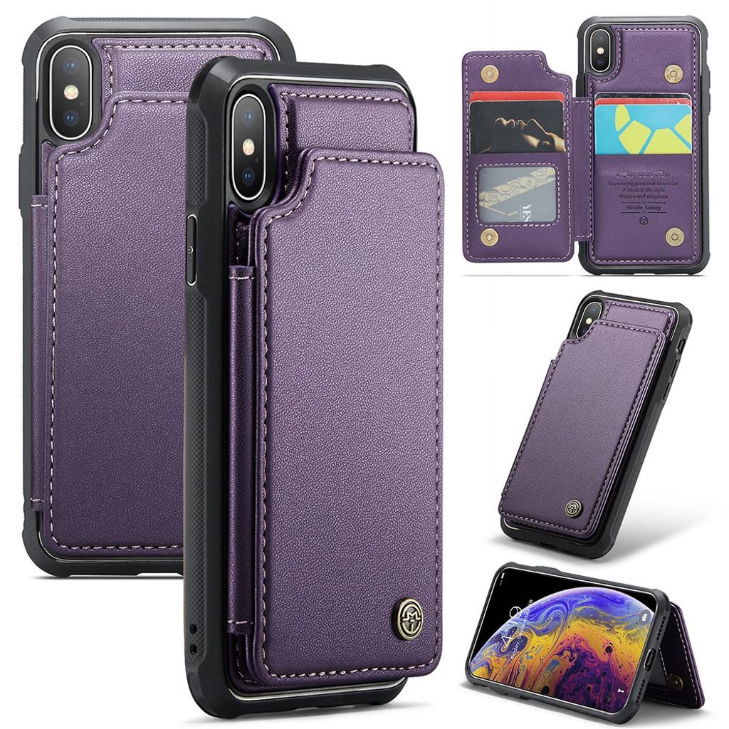 CASEME iPhone XS Max plånboksfodral RFID Blocking kortfack – lila