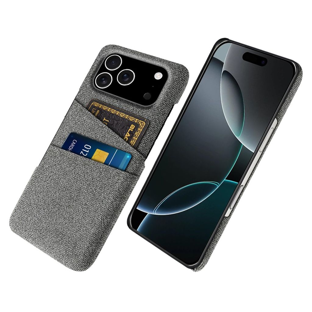 iPhone 17 Pro Case in textile with 2 Card Slots - Grey