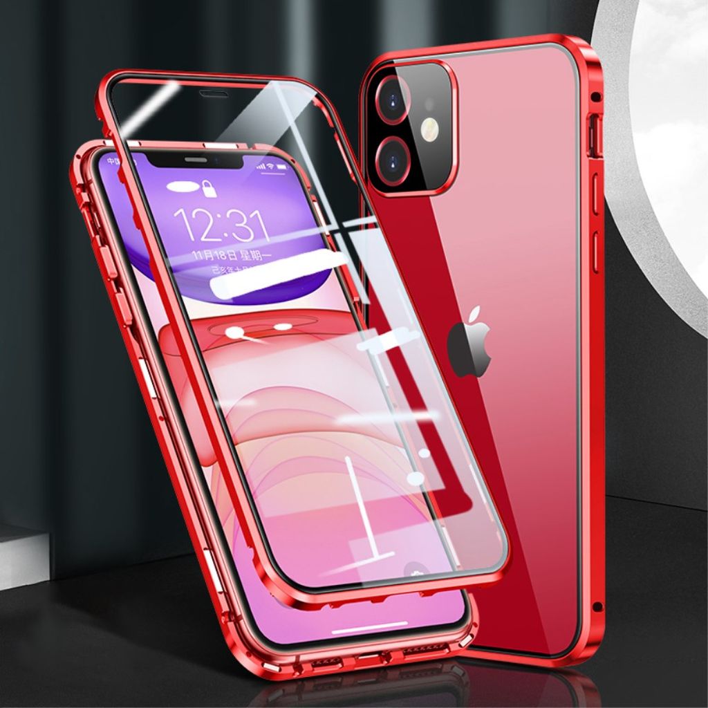 iPhone 12 Mini Case + Built-in Screen Protector - Red