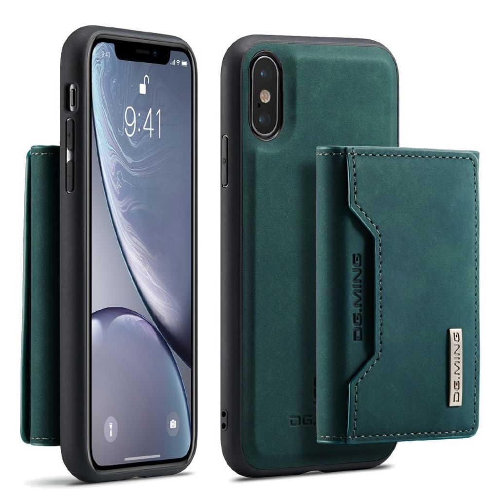 DG.MING iPhone XS Max plånboksfodral Shock Proof stöd – grön