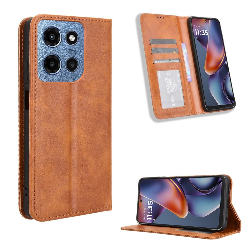 Motorola Moto G (2025) plånboksfodral – brun