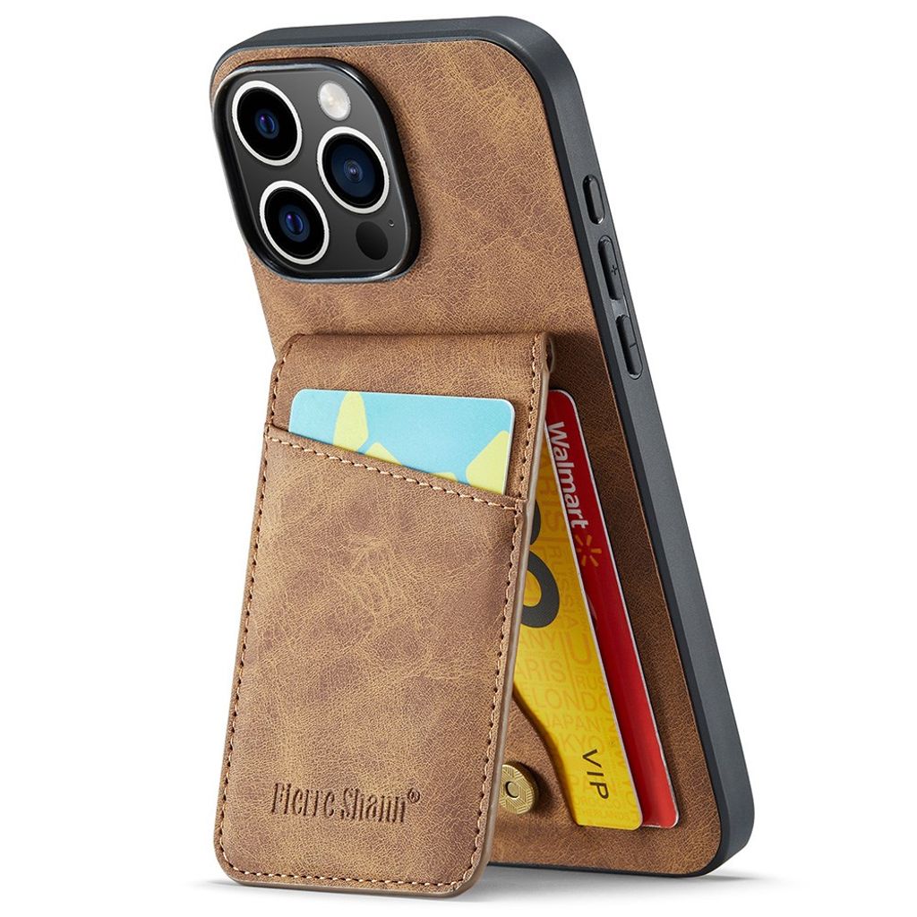 FIERRE SHANN iPhone 16 Pro skal with kortfack – brun
