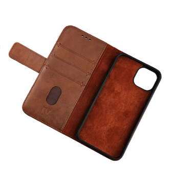 iPhone 11 Plånboksfodral Genuint Läder RV - Brun