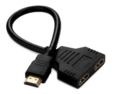 1080P HDMI Port Male to 2 Female out Adapter - Black