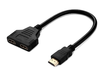 1080P HDMI Port Male to 2 Female out Adapter - Black