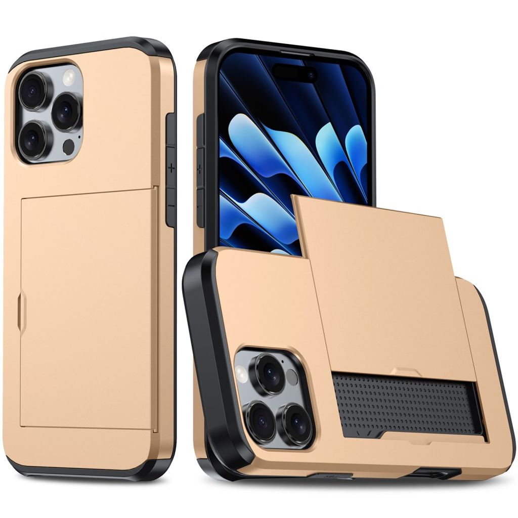 iPhone 16 Pro Cover with card slot - gold