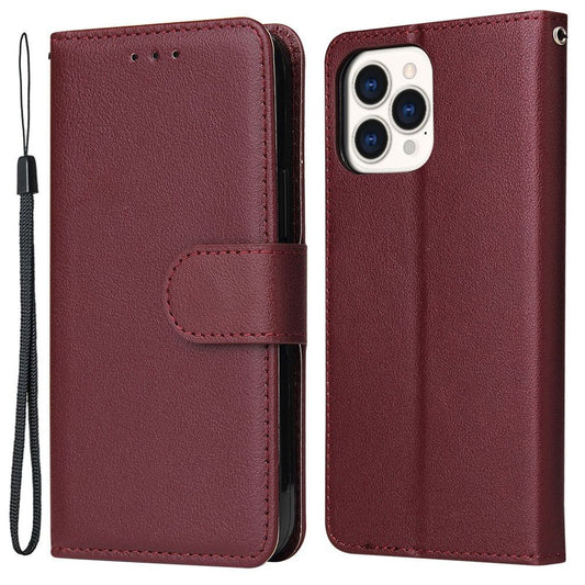 IPhone 11 Pro Max PU Leather Magnetic stativ fodral - Wine röd