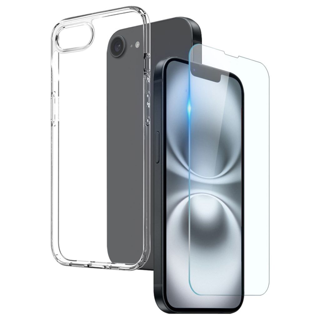 iPhone 17e/16e Skal and Skärmskydd set – Transparent