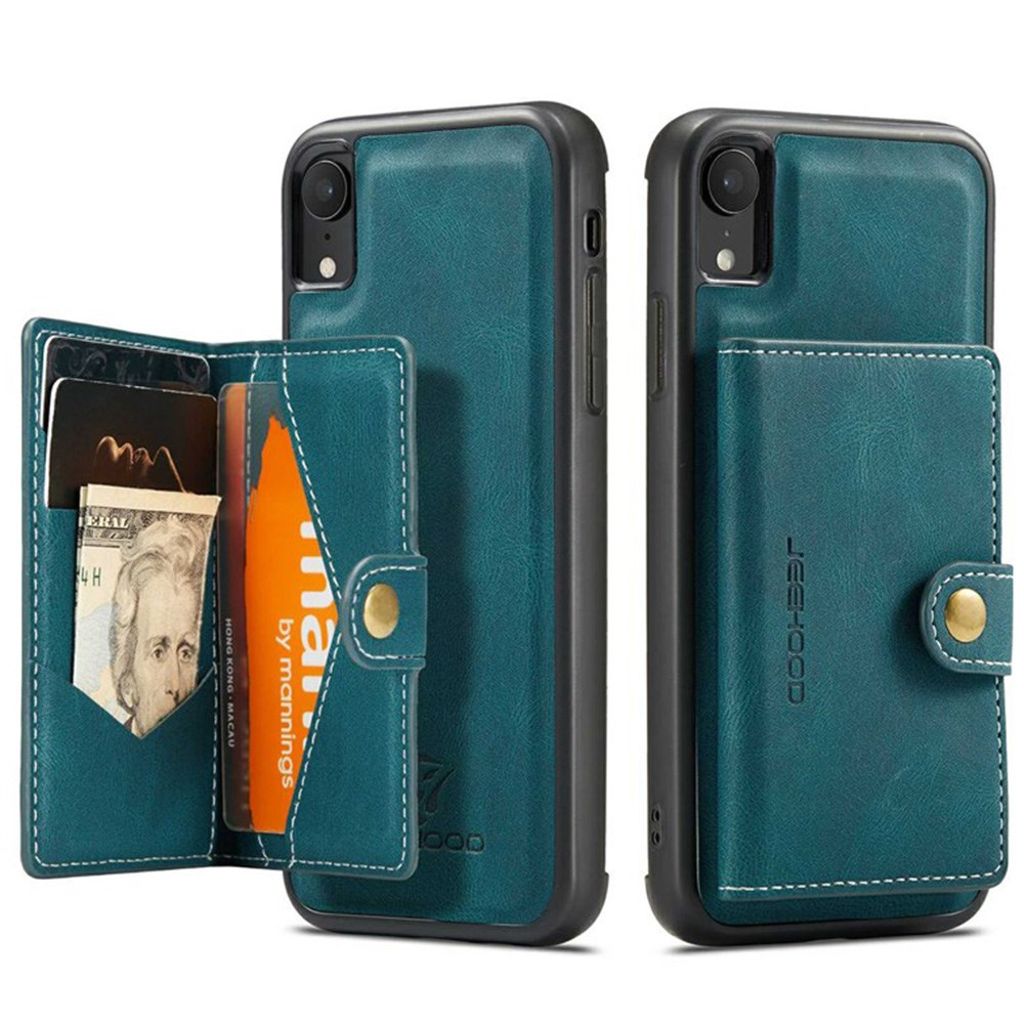 JEEHOOD iPhone XR Wallet Skal with Detachable Magnetic Kickstand – Green