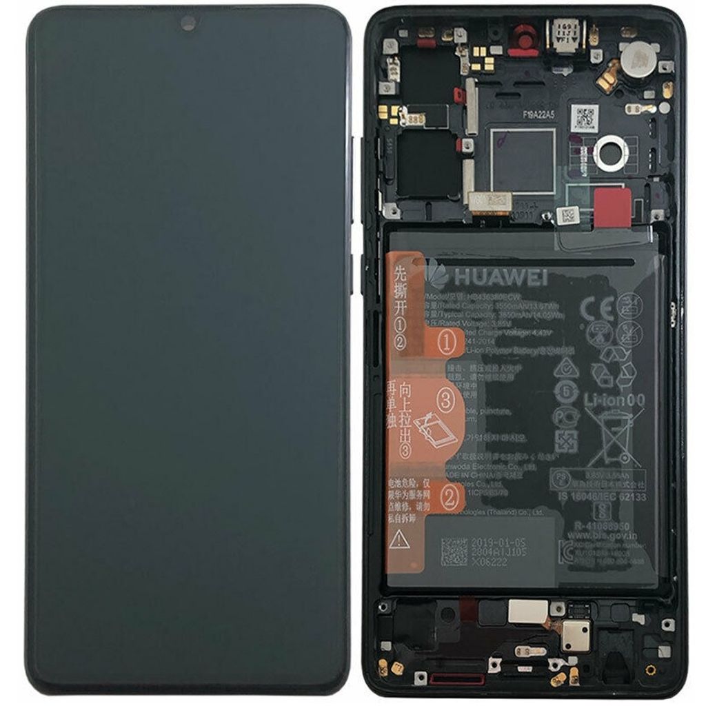 Huawei P30 display LCD + Touch + batteri – svart