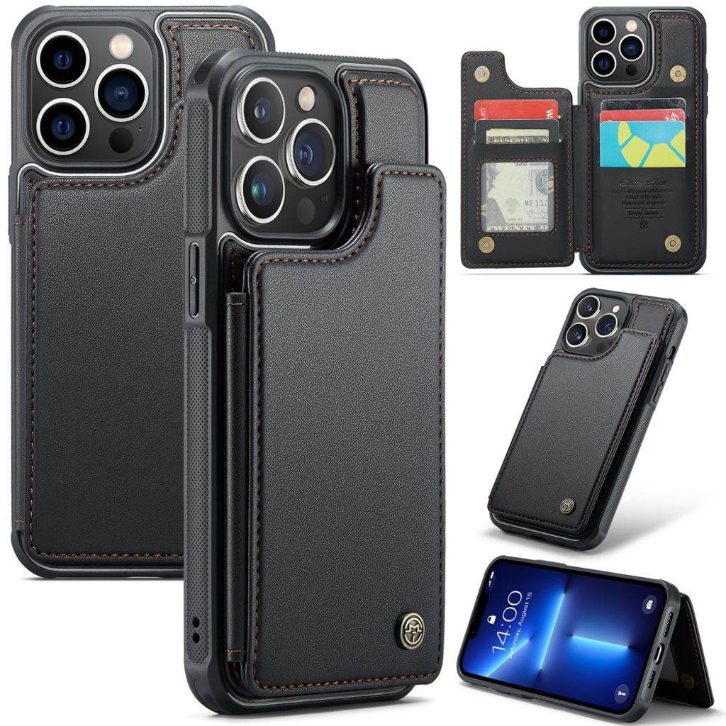CASEME iPhone 13 Pro Max plånboksfodral RFID Blocking – svart