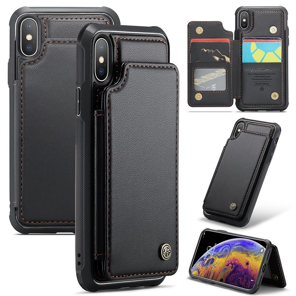 CASEME iPhone XS Max plånboksfodral RFID Blocking svart