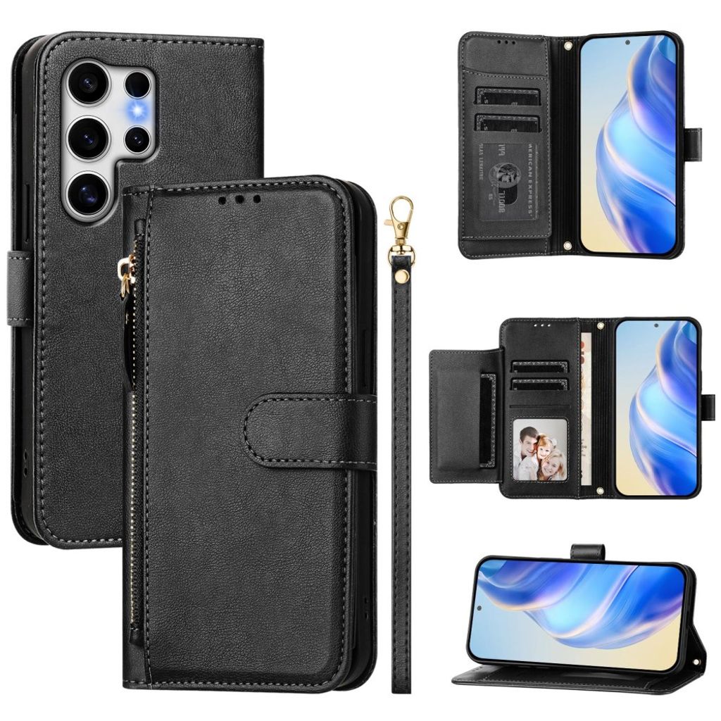 Samsung Galaxy S25 Ultra plånboksfodral with Hand grip – svart