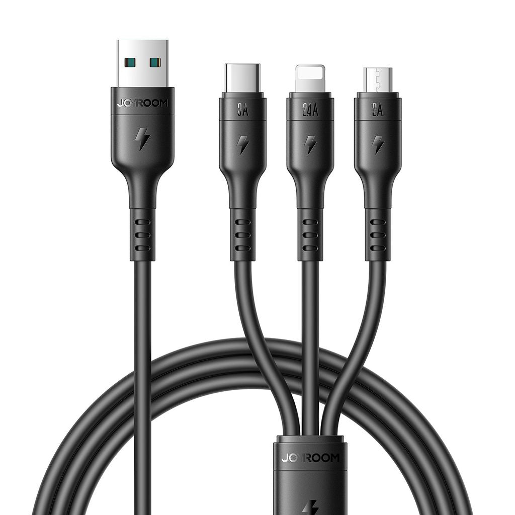 Joyroom S-A61 OmniGo Series 3-in-1 USB-A Charging cable USB-C/Lightning/Micro - black