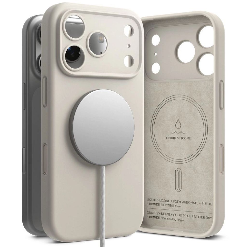 Ringke Silicone magnetiskt MagSafe skal for iPhone 17 Pro – Beige
