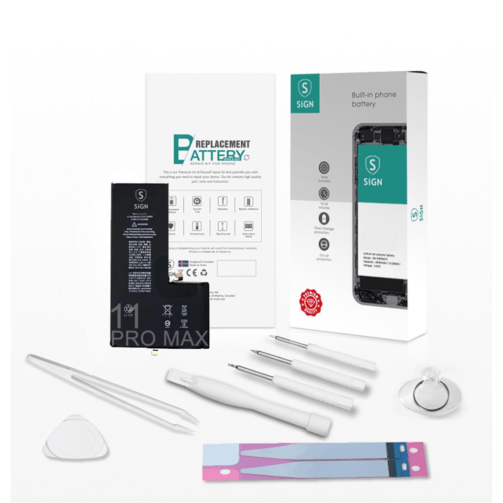 SiGN Complete batteri reservdel Kit – iPhone 11 Pro Max
