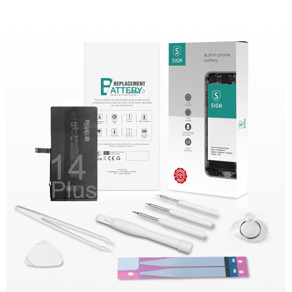 SiGN Complete batteri reservdel Kit – iPhone 14 plus