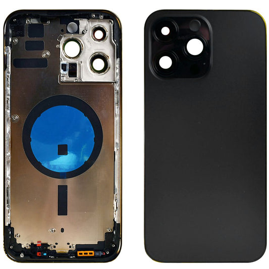 iPhone 14 Pro Complete Back Cover with Frame (No Logo) - Black