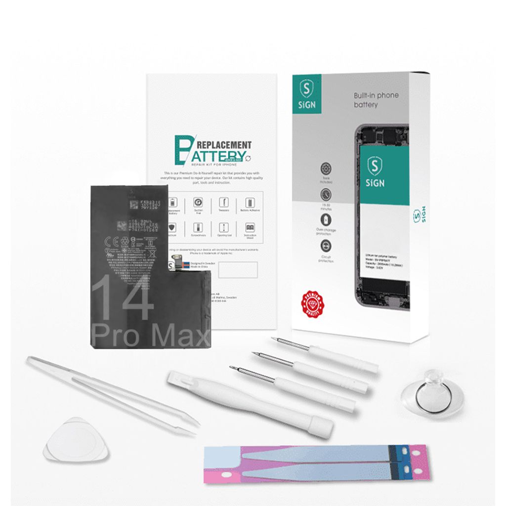SiGN Complete batteri reservdel Kit – iPhone 14 Pro Max