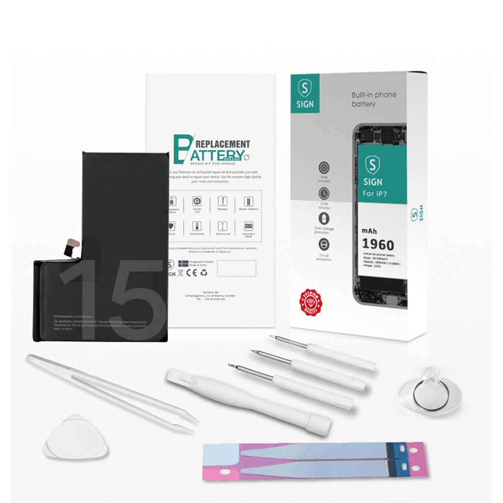 SiGN Complete batteri reservdel Kit – iPhone 15