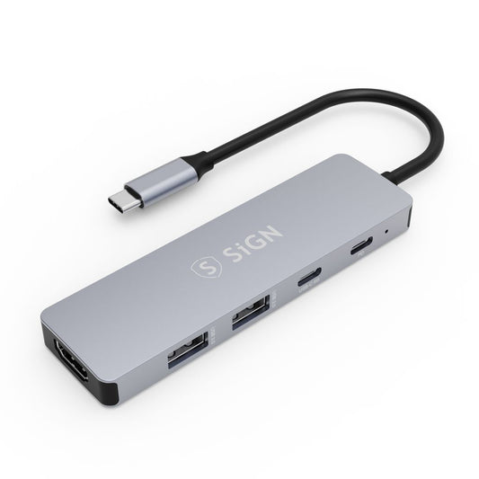 SiGN 5-in-1 HUB USB-C to USB-A / USB-C 100W / PD / HDMI 4K@60Hz - Gray