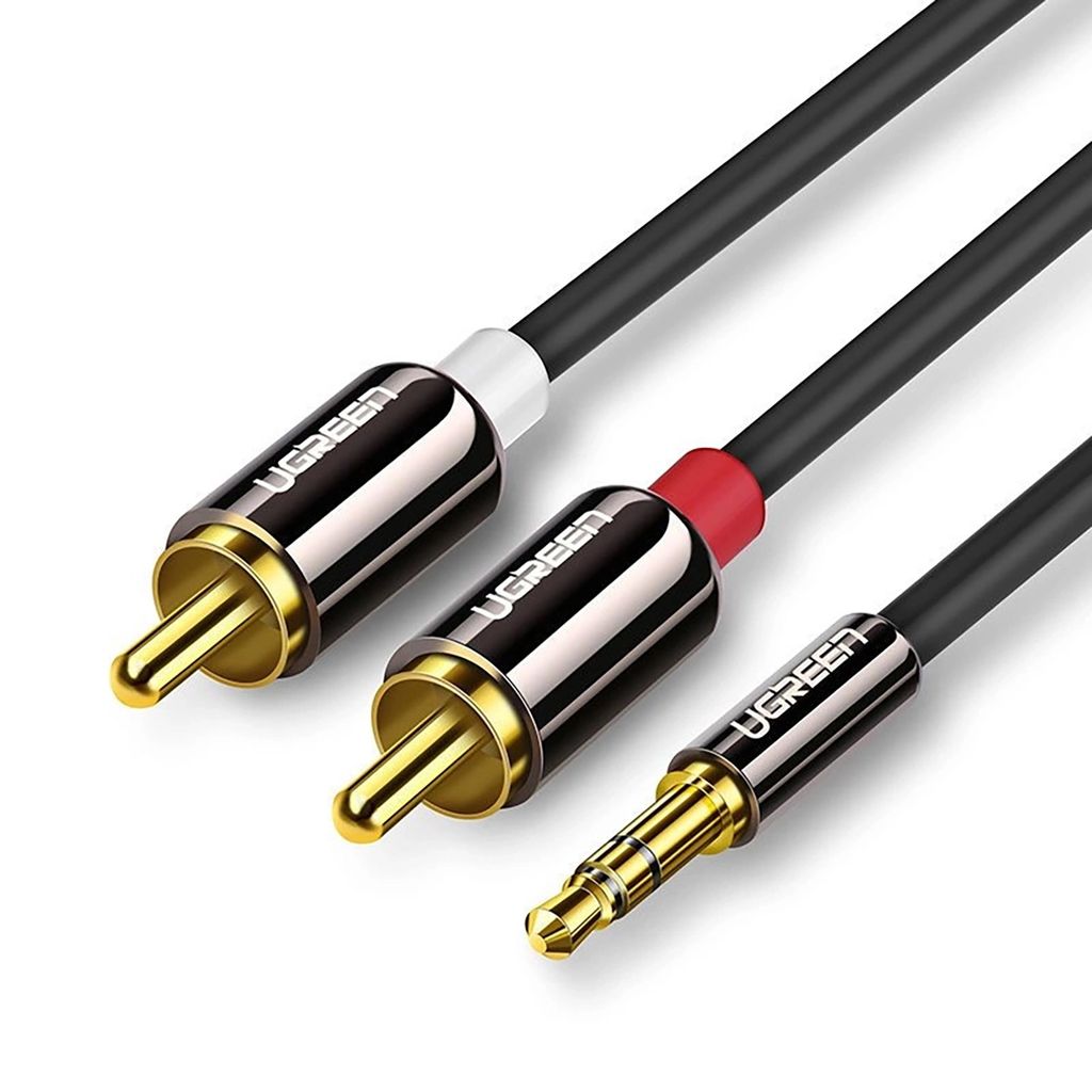 Ugreen Audio 3.5mm AUX (Male) to 2RCA (Male) Cable, 1m - Black