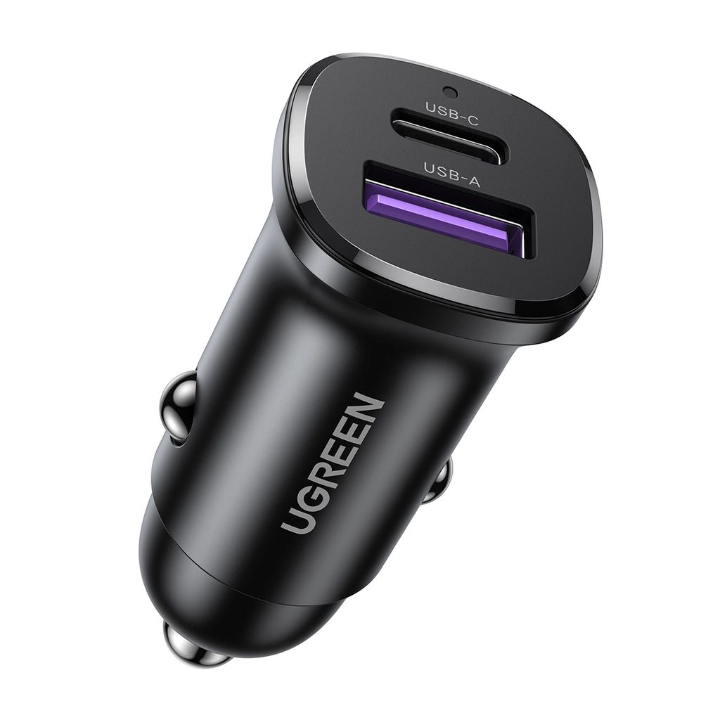 Ugreen Car laddare USB-C USB-A 30W - svart
