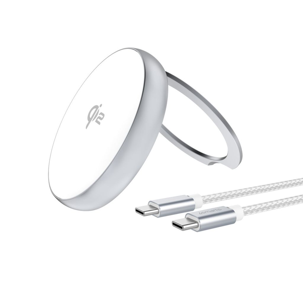 4Smarts Qi2 Wireless Charger with Kickstand - Silver/White