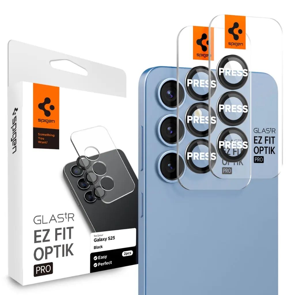 Spigen Samsung Galaxy S25 Glas.tR EZ Fit Optik Pro HD Lens protector, 2-pack
