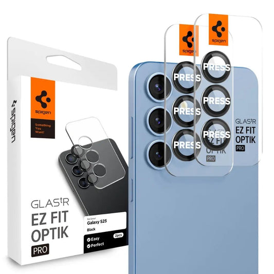 Spigen Samsung Galaxy S25 Glas.tR EZ Fit Optik Pro HD Lens protector, 2-pack