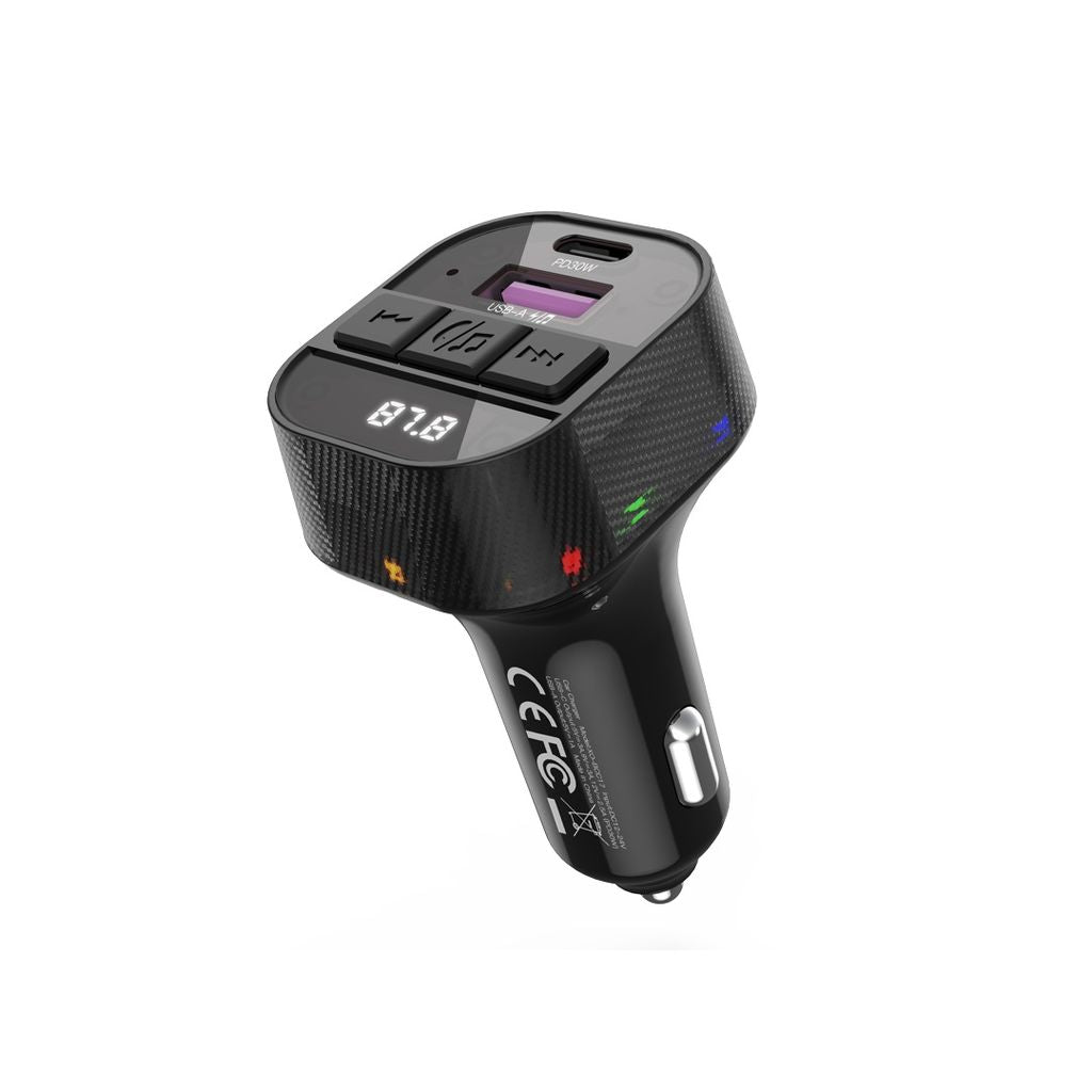 XO FM Transmitter Bluetooth / Car laddare USB-C/USB-A 30W - svart
