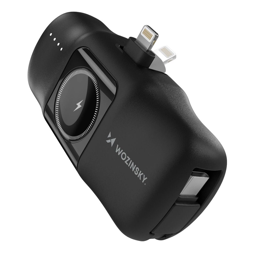 Wozinsky Mini powerbank Lightning med USB-C & Apple Watch laddare 5000mAh - svart