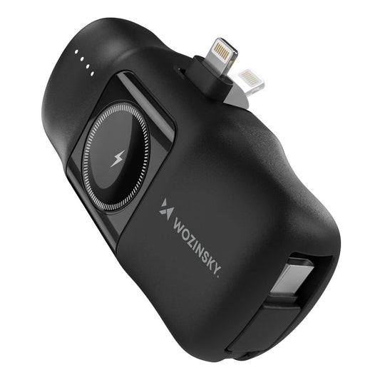 Wozinsky Mini powerbank Lightning med USB-C & Apple Watch laddare 5000mAh - svart