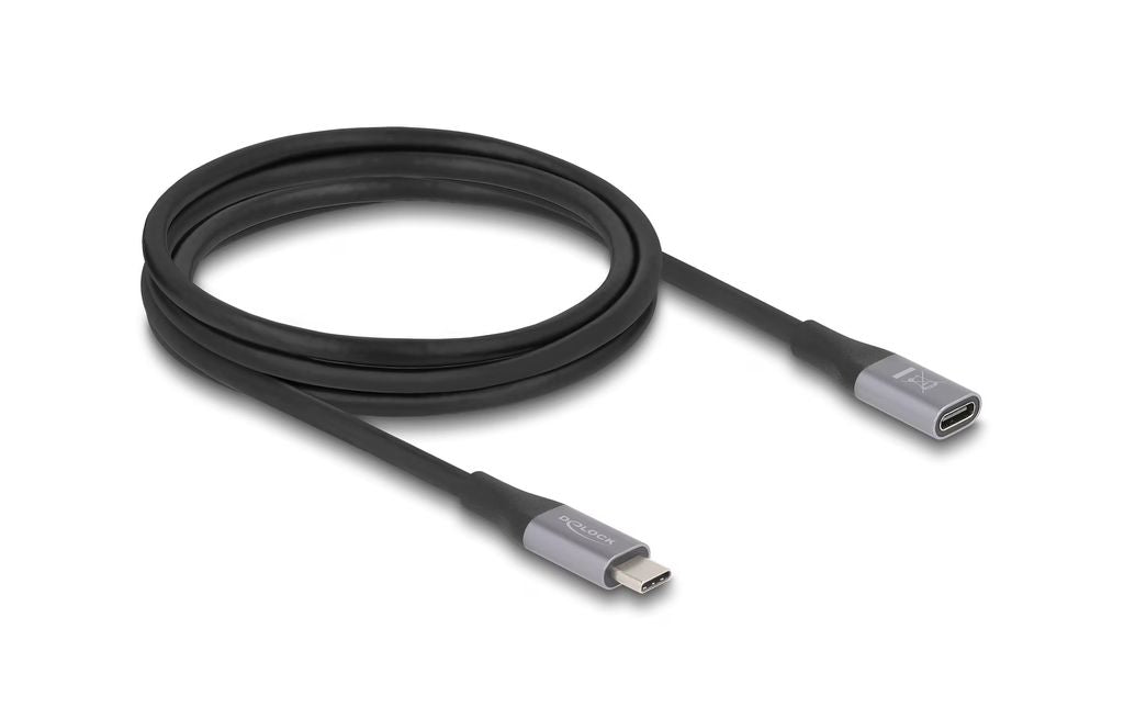 Delock USB-C Extension Cable male to female 40Gbps 240W PD, 2m - Grey
