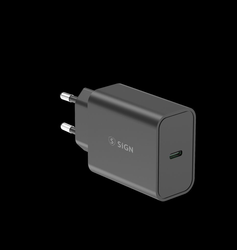 SiGN 45W Charger, USB-C PD, Fast Charging, MacBook Air, iPhone etc. – svart