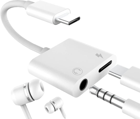 SiGN USB-C to 3.5mm AUX Adapter, 3A - Charge & Listen - White