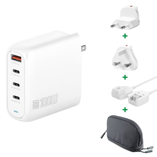 4Smarts GaN Flex Pro Wall Charger 3x USB-C/1x USB-A 100W, Travel Adapter - White