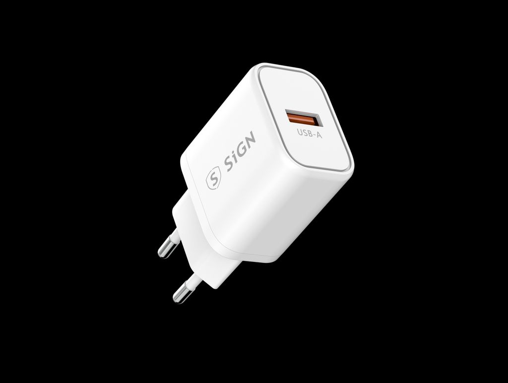 SiGN Fast Charger USB-A QC 3.0, 18W, 3A - White