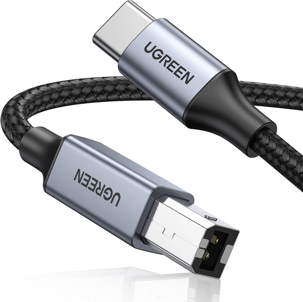 UGREEN USB-C to USB-B 2.0 Printer Cable, 2m  - Gray/Black