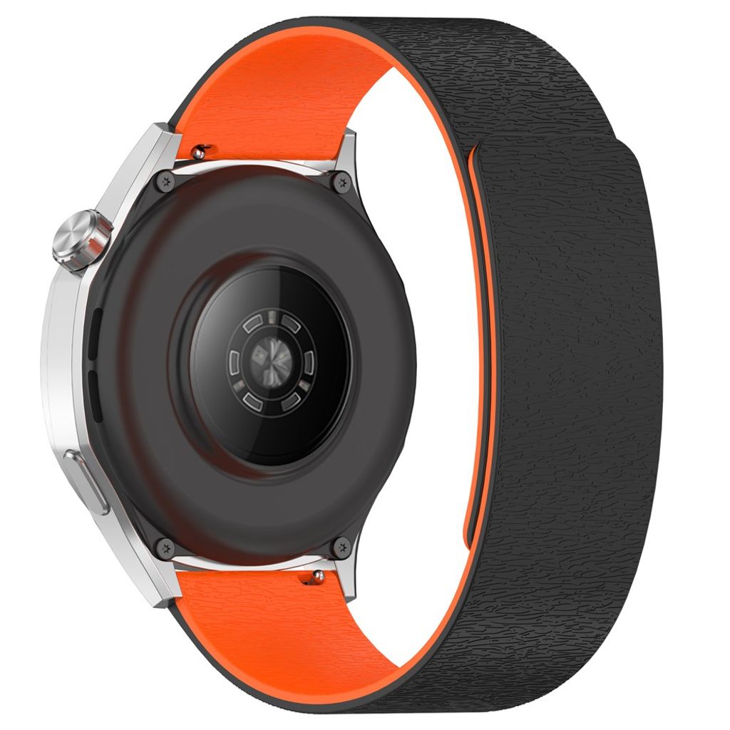 Samsung Galaxy Watch/Garmin Forerunner etc. Silicone Watch Strap - Black/Orange
