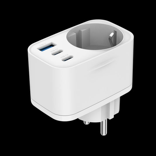 SiGN Wall adapter 30W with power outlet/USB-C/USB-A – white