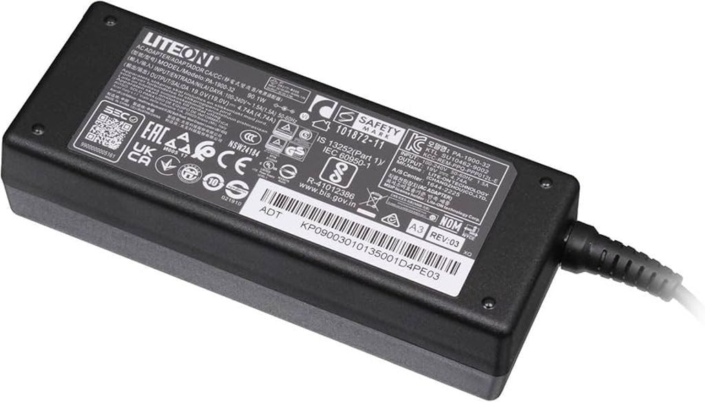 ACER AC Adapter 90W, 19V, 4.74A, 1.1x3.0x7.7, Brick